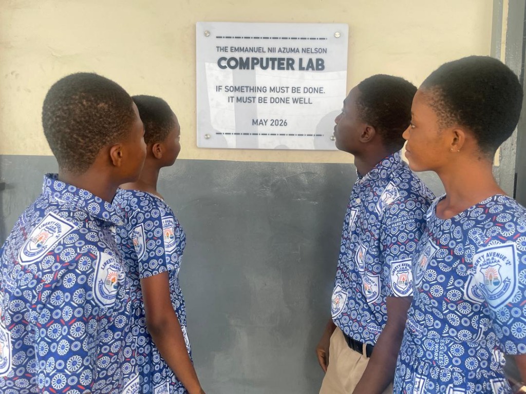 Students at the Emmanuel Nii Azuma Nelson Computer Lab at Liberty No. 2 High School, Adabraka, Accra